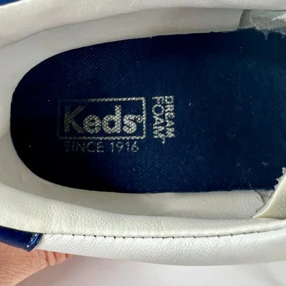 Sz 9 Women- Keds Ace Leather White / Blue, Dream Foam Padding‎ Sneakers - Picture 13 of 15